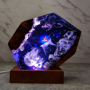 Space Galaxy Resin Lamp – Epoxy Night Light with Spacecraft