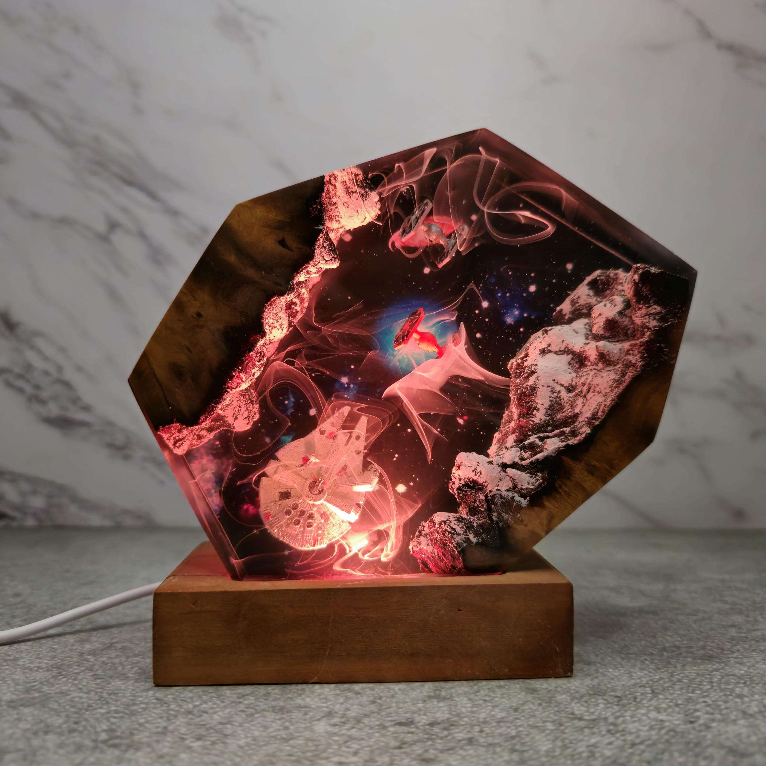 Space Galaxy Resin Lamp – Epoxy Night Light with Spacecraft Space Galaxy Resin Lamp – Epoxy Night Light with Spacecraft