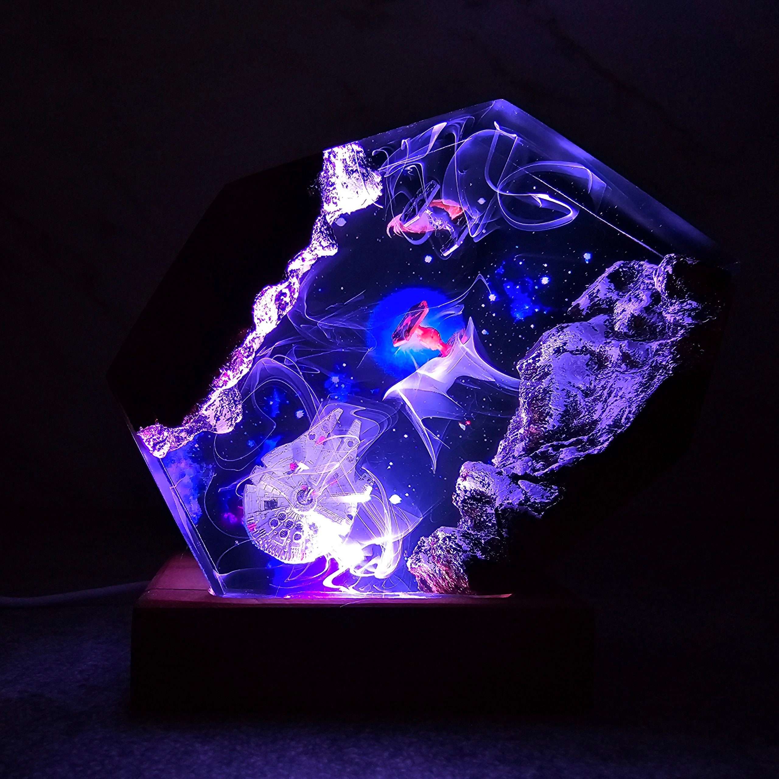 Space Galaxy Resin Lamp – Epoxy Night Light with Spacecraft Space Galaxy Resin Lamp – Epoxy Night Light with Spacecraft