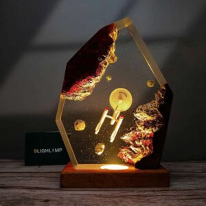 Sci Fi Star Trek Resin Lamp – Enterprise Starship Scene, Space Galaxy LED Lamp, Unique Movie Desk Decor 2