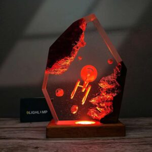 Sci Fi Star Trek Resin Lamp – Enterprise Starship Scene, Space Galaxy LED Lamp, Unique Movie Desk Decor 3