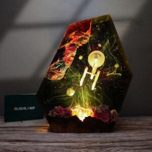 Sci Fi Star Trek Resin Lamp – Enterprise Starship Scene, Space Galaxy LED Lamp, Unique Movie Desk Decor 4
